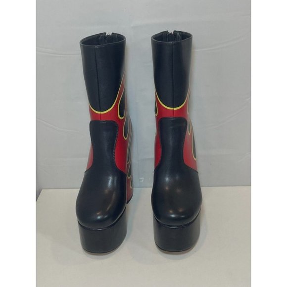 La Moda Sizzlin Hot Platform Ankle Boots Women Size 7 Leather Chunky Heel Bootie - Picture 3 of 12